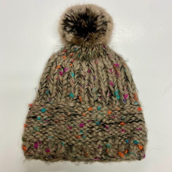 Faux Venzi by Dena Gray Knit Hat with Pom - Picture 6 of 8